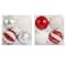 Assorted 4 Pack 4.5" Red & White Shatterproof Ball Ornaments by Ashland®